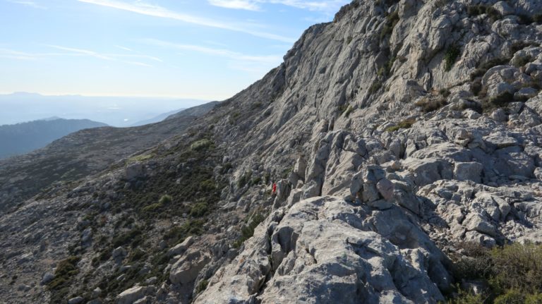 Die Kletterstelle auf dem Weg zum Coll del Puig de Ca