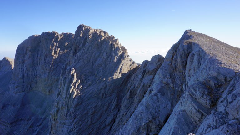 Blick vom Skolio zum Skala und Mytikas