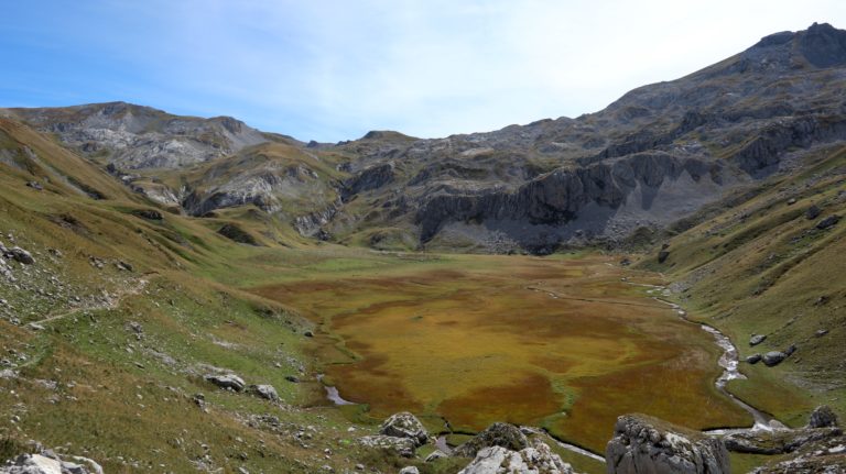 Rückblick auf die Sumpfebene Gryka e Panairit