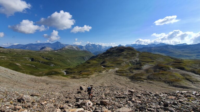 Blick vom Gletschergeröll auf Aiguille de la Grande Sassière und Tsanteleina