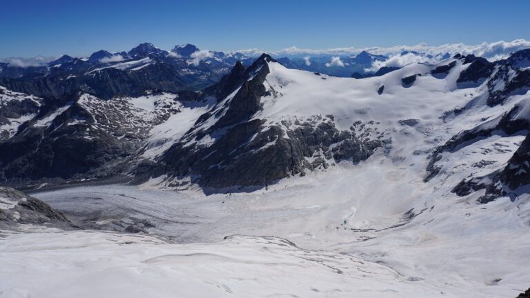 Blick vom Passo del Cantun auf den Fornogletscher