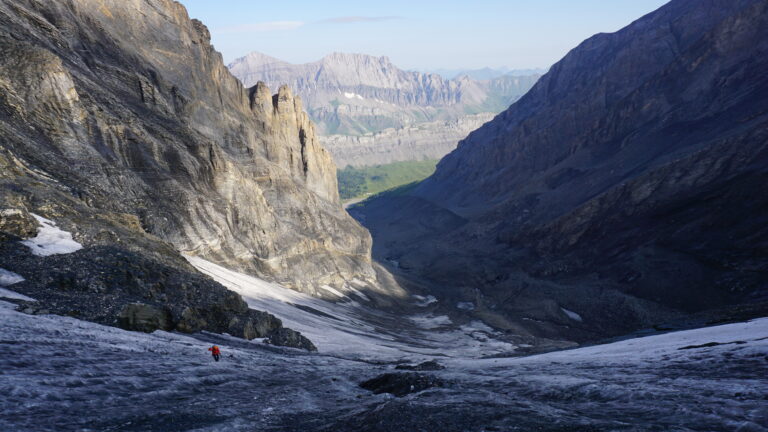 Steiler Aufstieg auf dem Schwarzgletscher