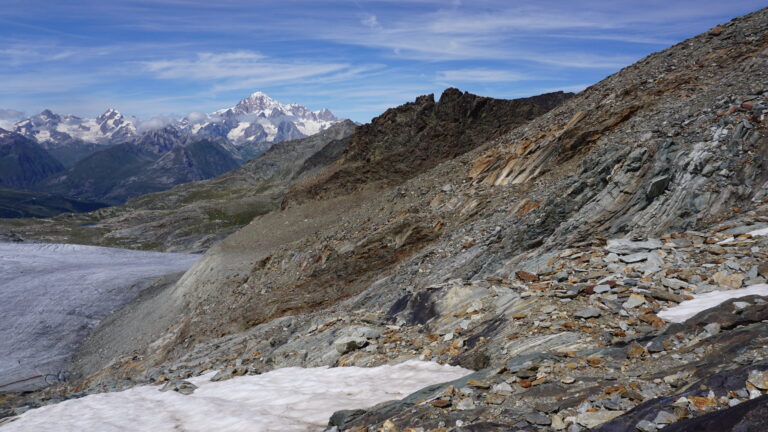 Übergang vom Gletscher auf das Geröll