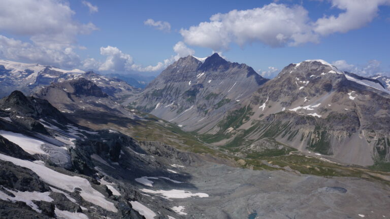 Blick zur Grande Casse und Grande Motte, darunter das Vallon de la Laisse