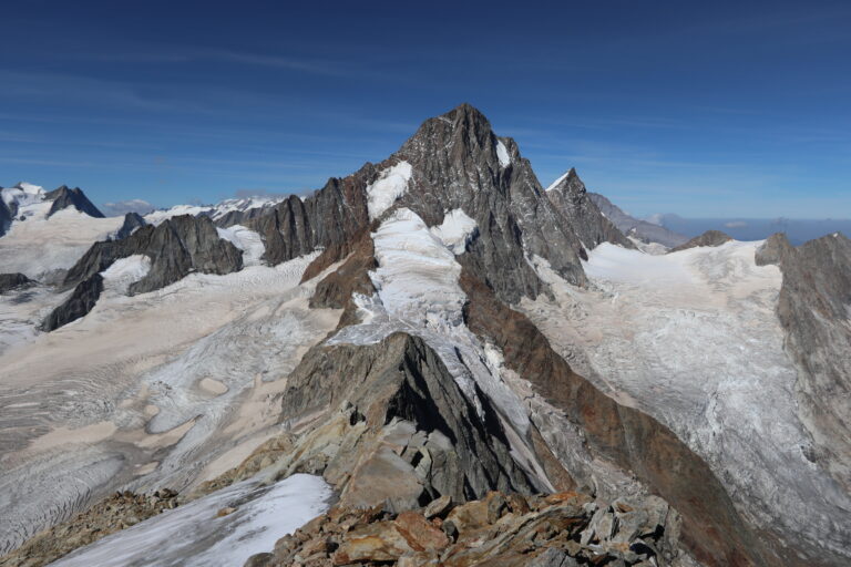 Blick zum Finsteraarhorn vom Oberaarhorn