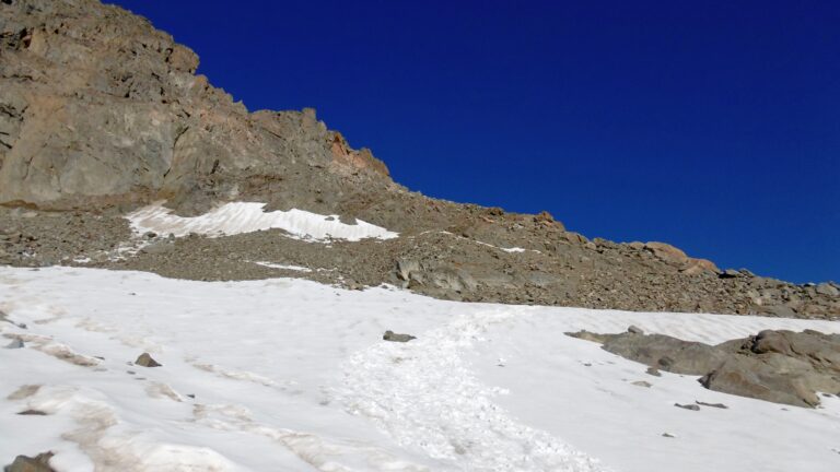 Übergang vom Gletscher auf den Fels