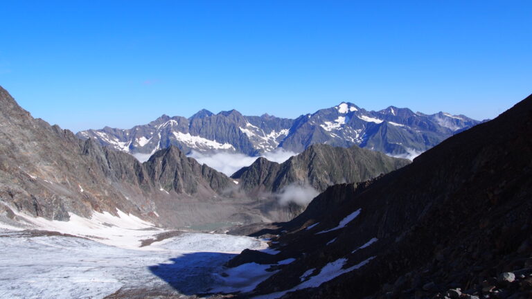 Rückblick auf den schon zurückgelegten Teil auf dem Gletscher