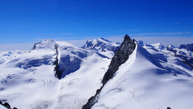 Blick zu Rimpfischhorn und Strahlhorn