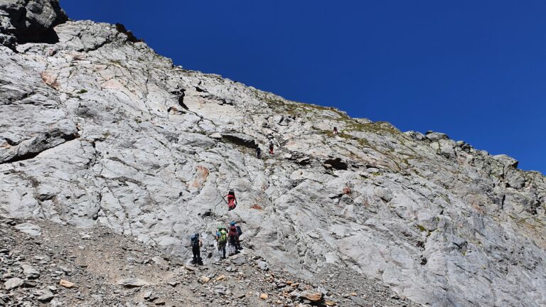 Der gesicherte Steig zur Grünhornhütte