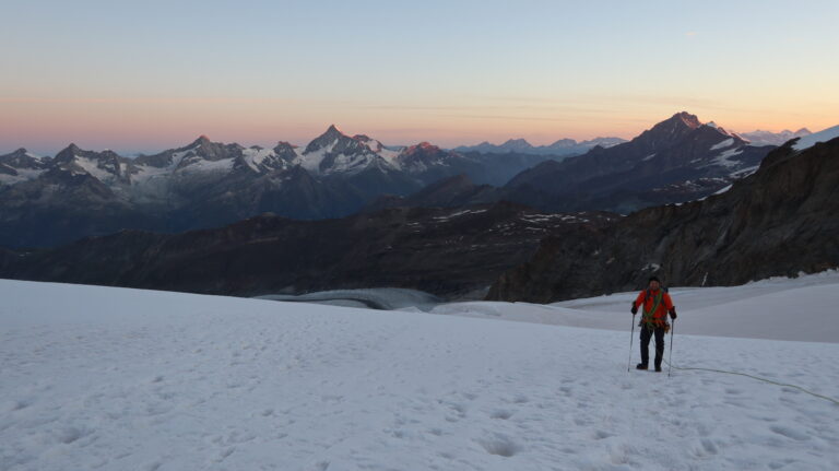 Sonnenaufgang auf dem Monte Rosagletscher