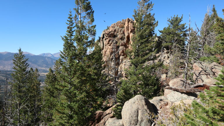 Durchblick zu den Gipfelfelsen